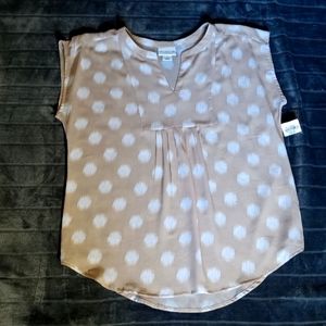 Liz Claiborne Beige and Cream Sleeveless Sheer Top